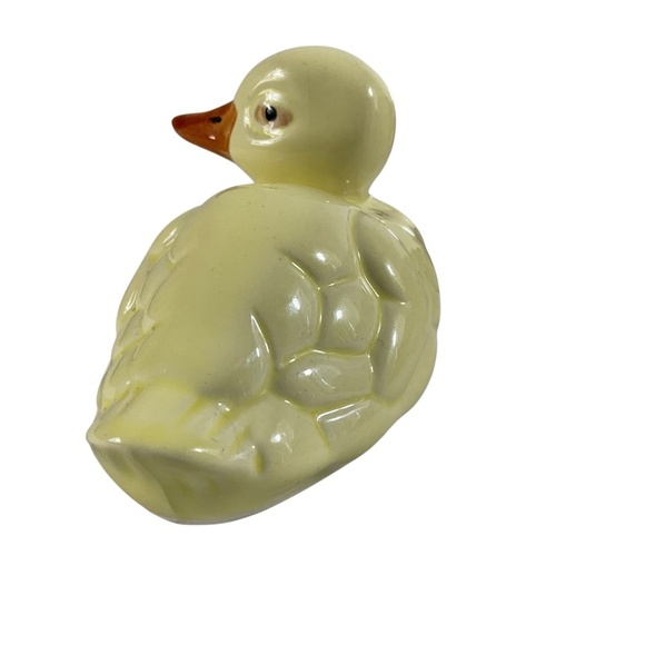 Vintage Ceramic Duck Figurine Pale Yellow with Orange Beak and Feet 4” x 2” x 3 - Picture 6 of 12